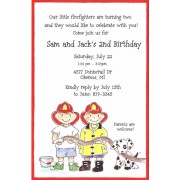 Twins Birthday Invitations, Twin Firemen, Picture Perfect